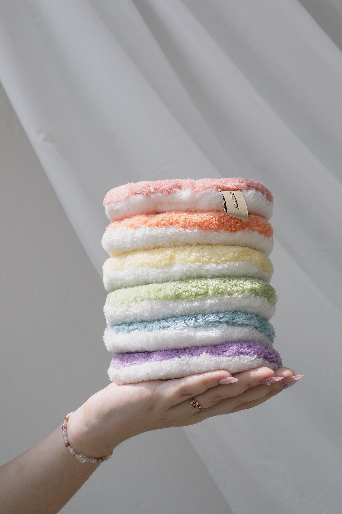 waschies Washable make-up removal and cleaning pads, reusable, deep pore cleaning only with water, skin-friendly, hypoallergenic, super soft "Colour Edition", set of 6