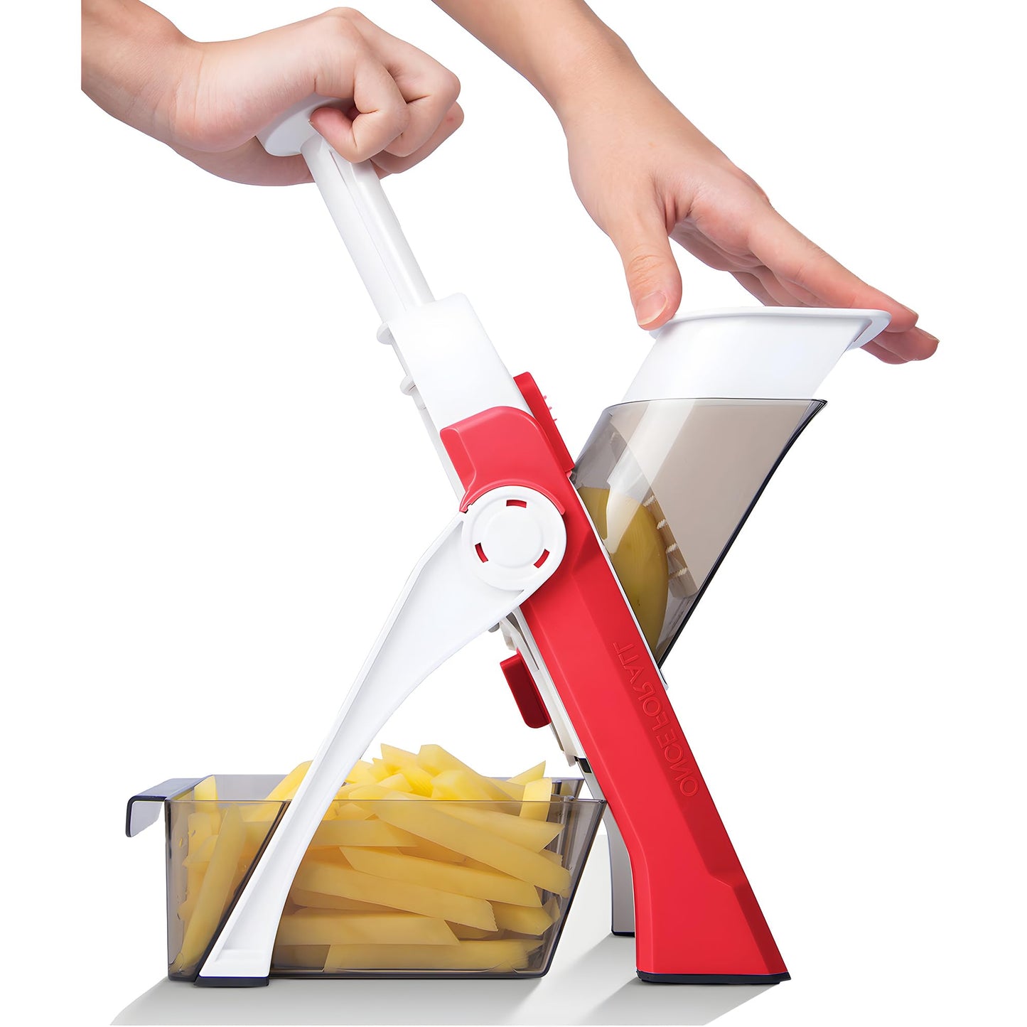 QieCai Vegetable Chopper, Safe Mandoline Slicer for Kitchen, Adjustable Thickness Potato Slicer, Manual Food Chopper, Veggie Dicer Kitchen Gadgets Sets (Red)