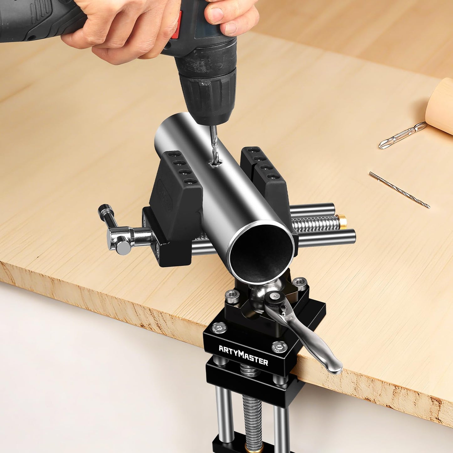 ArtyMaster 360° Rotating Bench Vise with Quick-Release Ratchet Wrench - Versatile Woodworking & Pipe Vise for Home Improvement - 4 Inch Workbench Vise for Carving, Repair & DIY Projects (WT117A)