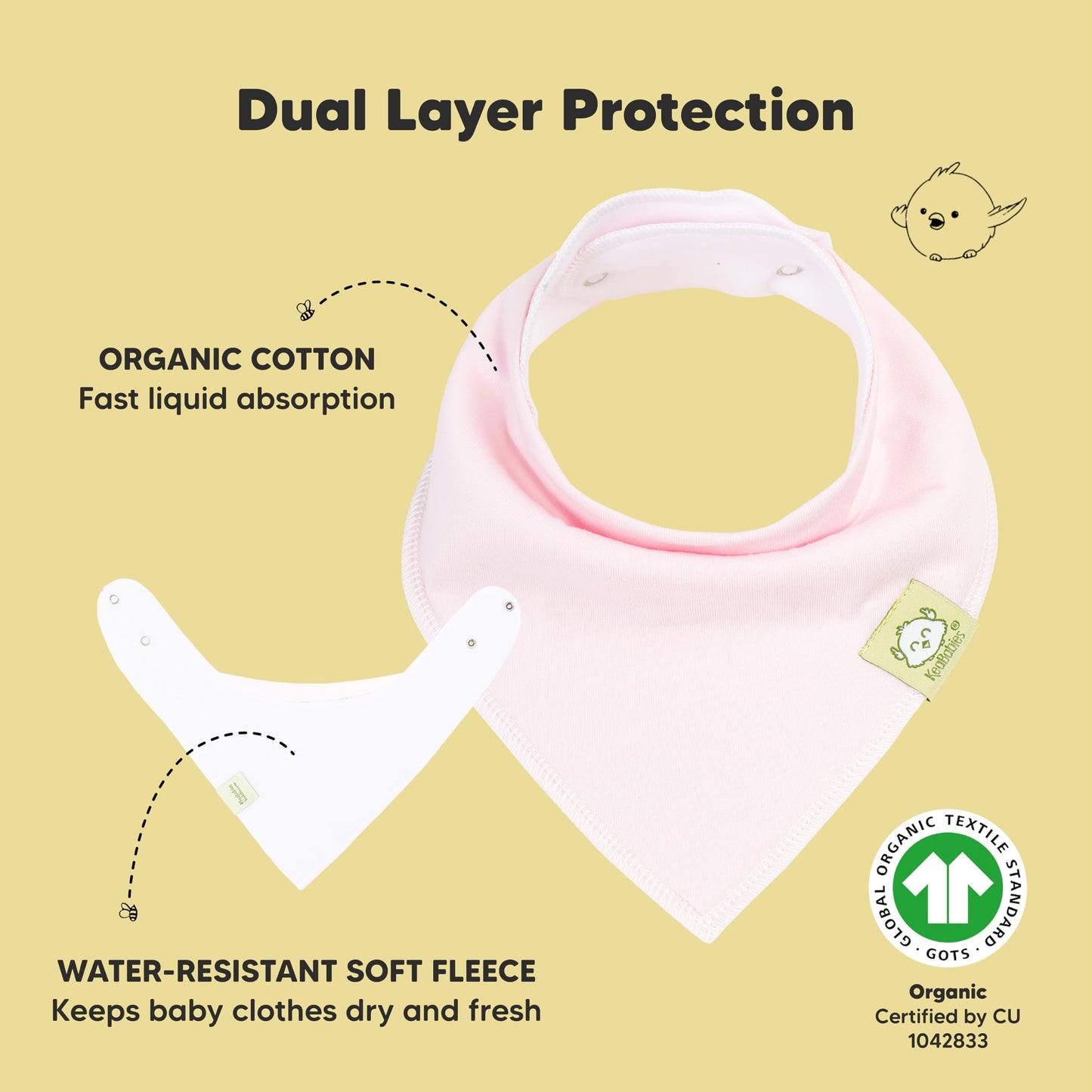 8-Pack Organic Baby Bandana Bibs for Girls - Super Absorbent Triangle Baby Bibs for Drooling and Teething Infant, 100% Cotton Extra Soft for Newborn, Infant 0-36 Months (Muted Pastel)