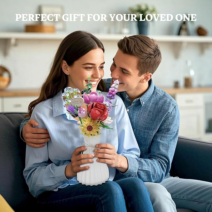 Flower Bouquet Building Toys for KidsBotanical Collection with 10 Unique Blooms DIY Artificial Flowers Building Blocks SetGifts for Valentine's DayHome & Office DécorAges 6+