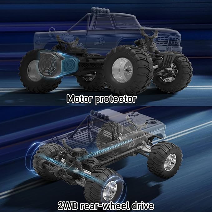 BEEZRC FMS RC Rruck 1/10 Ford F-100 Officially Licensed Monster Truck 2WD High Speed Off-RoadRC Rock CrawlerHobby Grade RC Climbing Car Remote Control Car for Adults RTR (Black)