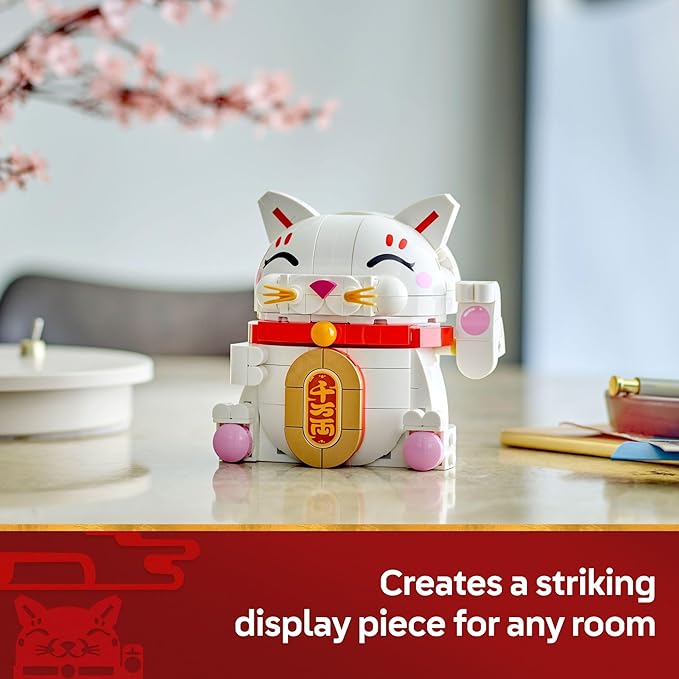 LEGO Lucky Cat Building Toy for Girls & Boys - Smiling Cat W/Waving Paw Function for Kids Ages 9+ - Home Decor for Spring Festival & Chinese New Year Celebrations - Gift Idea for Birthdays -