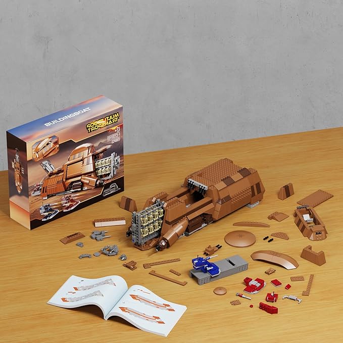 Battle Trade Federation Droid Ship Multi Troop Transport Building Kit Battle Soldiers Troop Carrier with 2 Droidekas & 8 Machine GunBuilidng Toy for Kids Ages 12+(1286 Pieces)