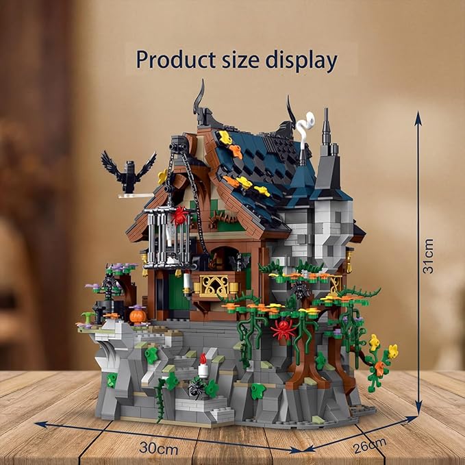 Medieval Modular Halloween Haunted Mansion Building Set for Adults - Castle Architecture with Cave Detachable Roof & Detailed Interior