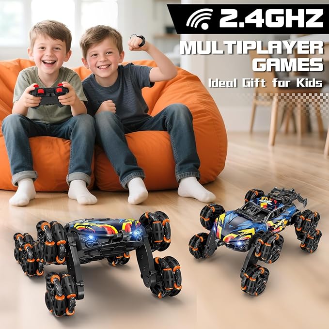8WD Gesture Sensing RC Stunt Car Toys for Boys Age 8-12 2.4GHz Hand Controlled Remote Control Car with Light & Music & Spray Cool Christmas Birthday Present Gifts for Kids 6 7 8 9 10 11 12 Y