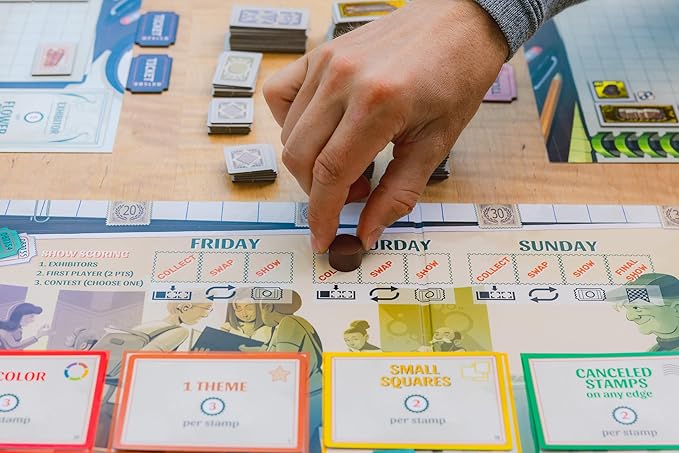 Stonemaier Games: Stamp Swap by Paul Salomon | A Competitive Stamp Collecting Strategy Board Game for Adults & Family | Curate the Most Well-Focused & Beautiful Stamp Collection | 1-5 Players