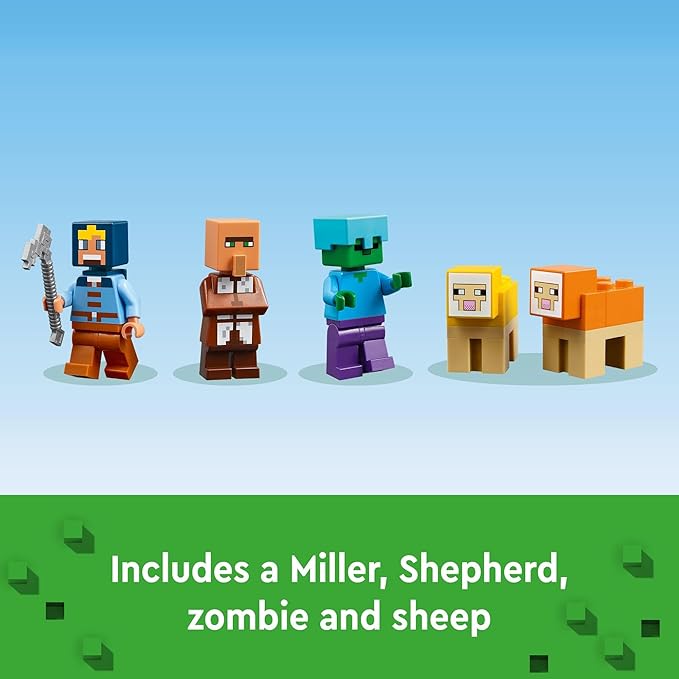 LEGO Minecraft The Windmill Farm Building Toys - Minecraft Toys for Kids Boys & Girls Ages 8+ - 3 Minifigures Included - Birthday Gift for Fans of Videogame - 21262
