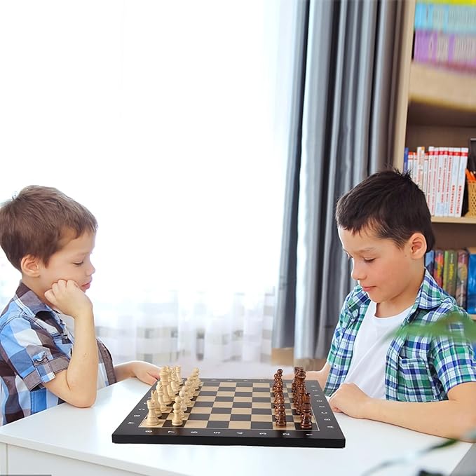 GSE Games & Sports Expert Professional Tournament Chess Board Only Beech & Maple Inlaid Chessboard Portable Chess Board for Beginners Kids Adults (Medium: 15.75 / Square: 1.57 Black)