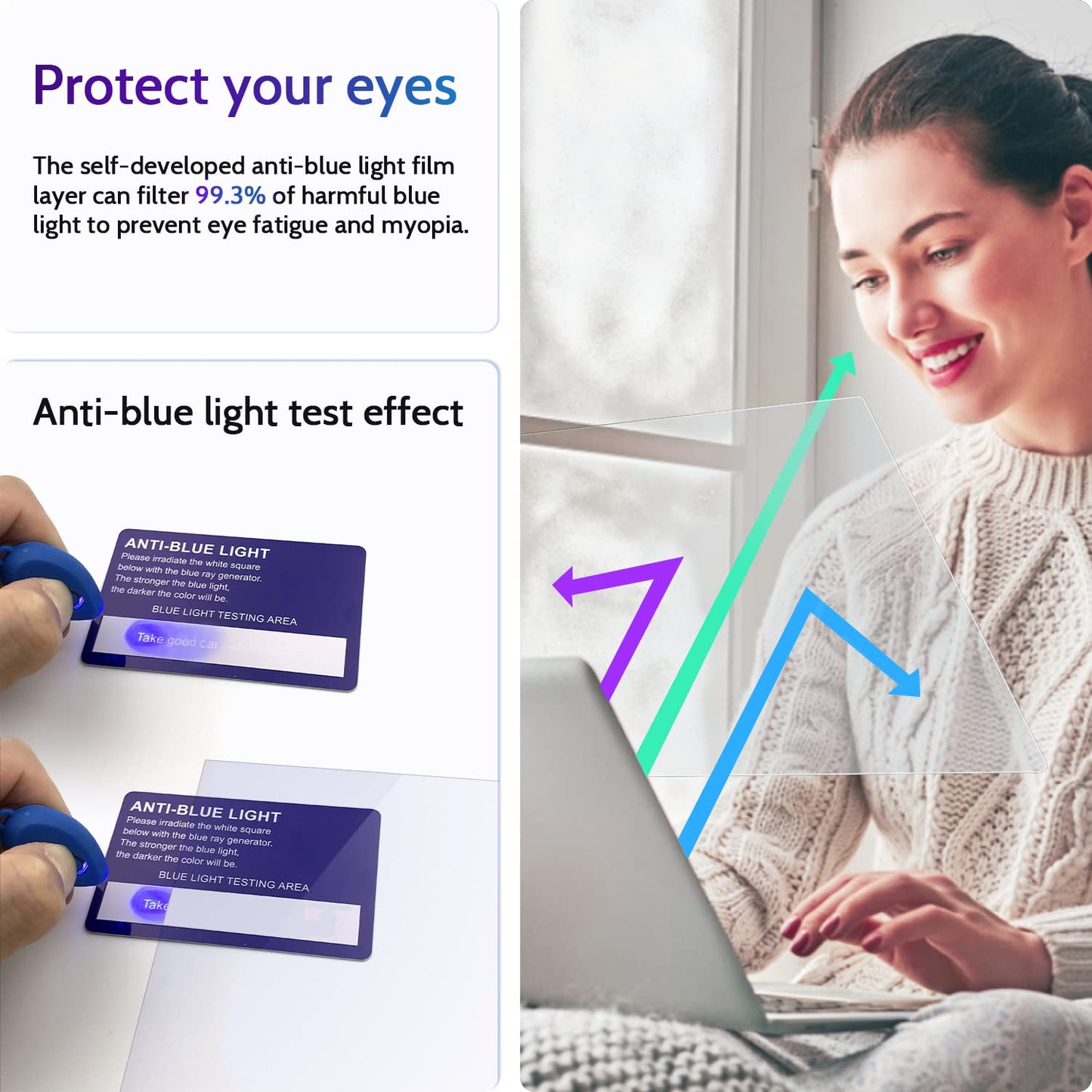 3 Pcs 16" Anti Blue Light Screen Protector Compatible With Lenovo Hp Dell Acer Asus Samsung etc Laptop-16:10 Aspect, 16 Inch Computer Monitor Glare Filter Uv Blocker Shield Cover Eye Protection Film