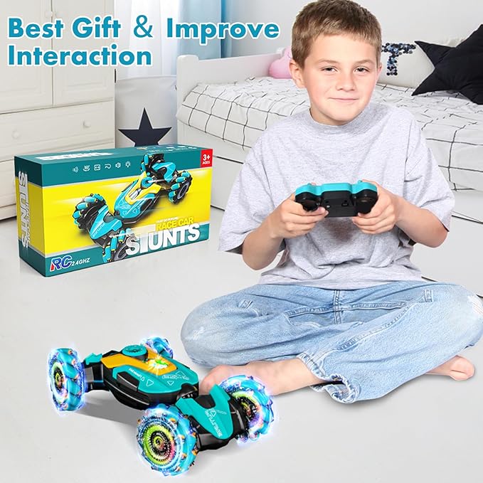 Gesture Sensing RC Stunt CarRemote Control Car Toys for Ages 5-134WD All-Terrain with 360° Flips & LED Music Show3-6 Year Old Boy Birthday GiftIndoor/Outdoor Play & Gifts for Boys Toys Ag