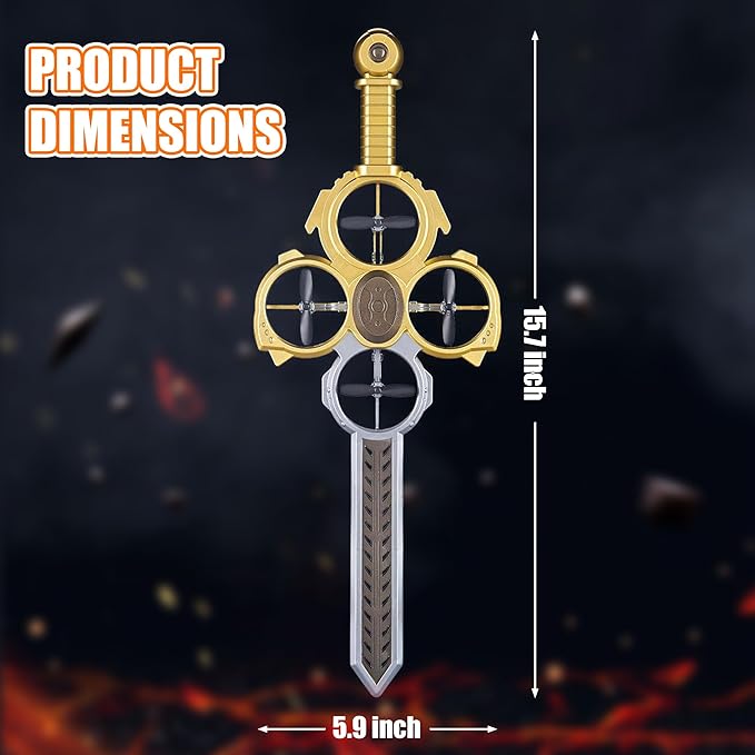 Upgraded Flying Sword RC Drone with Colorful LED Lights ABS Metal Remote Control Airplane with Hand Gesture & Smart Watch Control 3 Speed Modes & Stunt Drone for Kids Adults Upgraded Gold