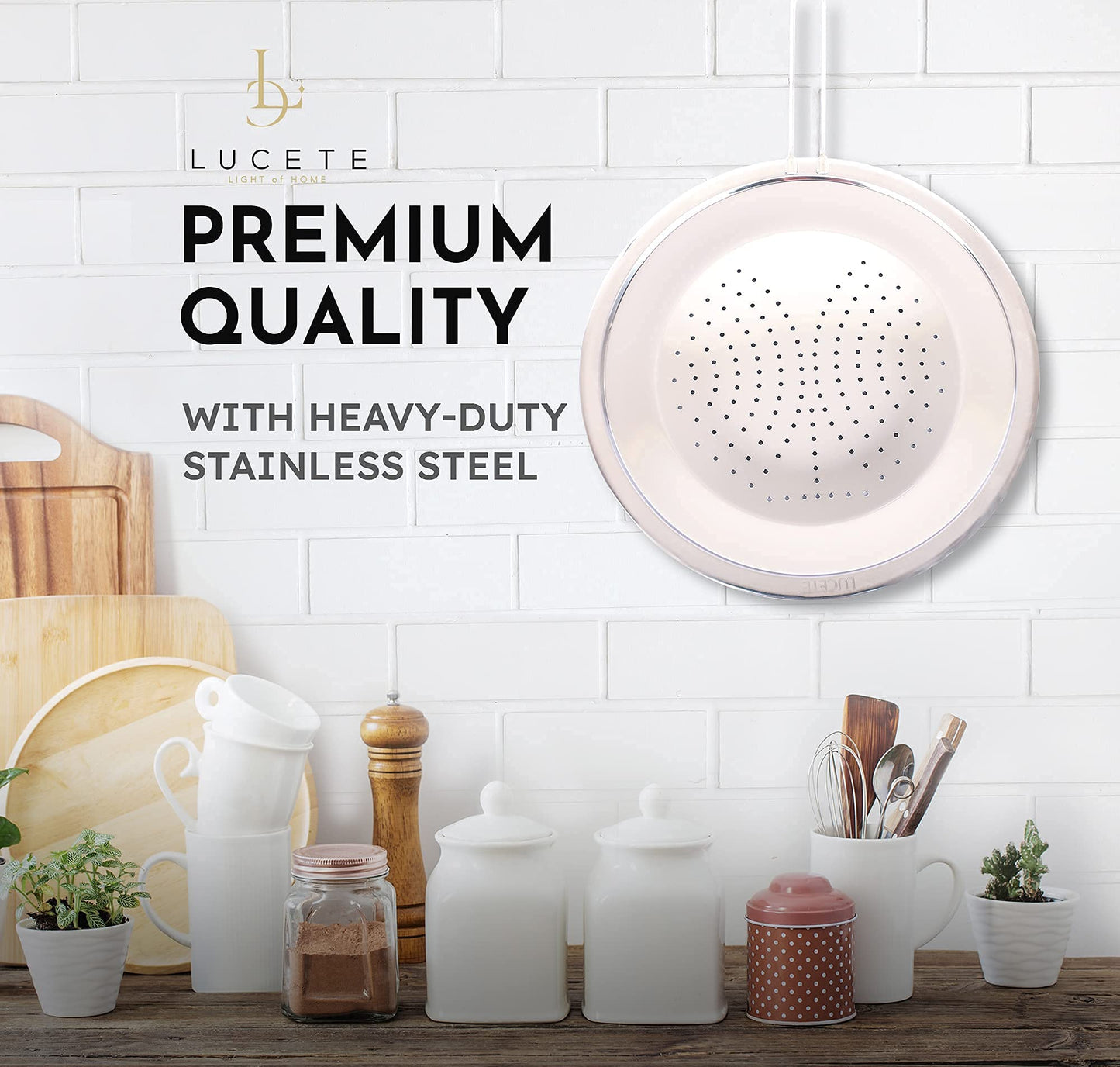 LUCETE Stainless Steel Splatter Screen 12.6" – Hot Grease Splatter Screen for Frying Pan - Oil Splash Guard - Protect your Skin from Burn & Keep Your Kitchen Cleaner (12.6 inch)
