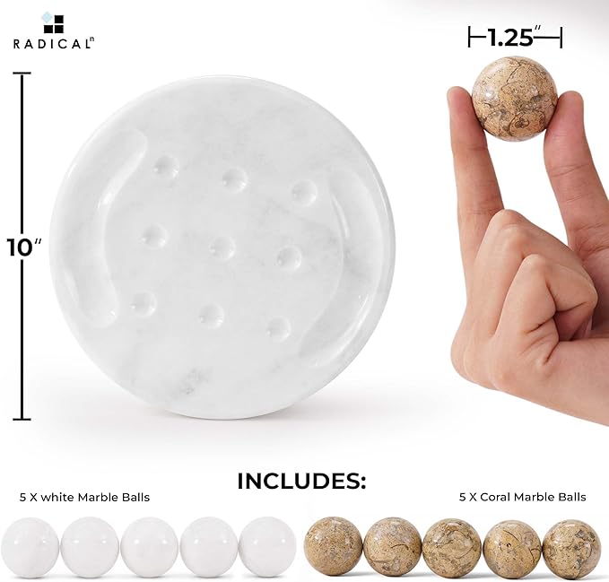 Radicaln Marble Tic Tac Toe Board Game 10 Inches White & Coral Handmade Adult Board Games for Brain Game Ideal Tic Tac Toe Strategy Board Games for Coffee Table Decor