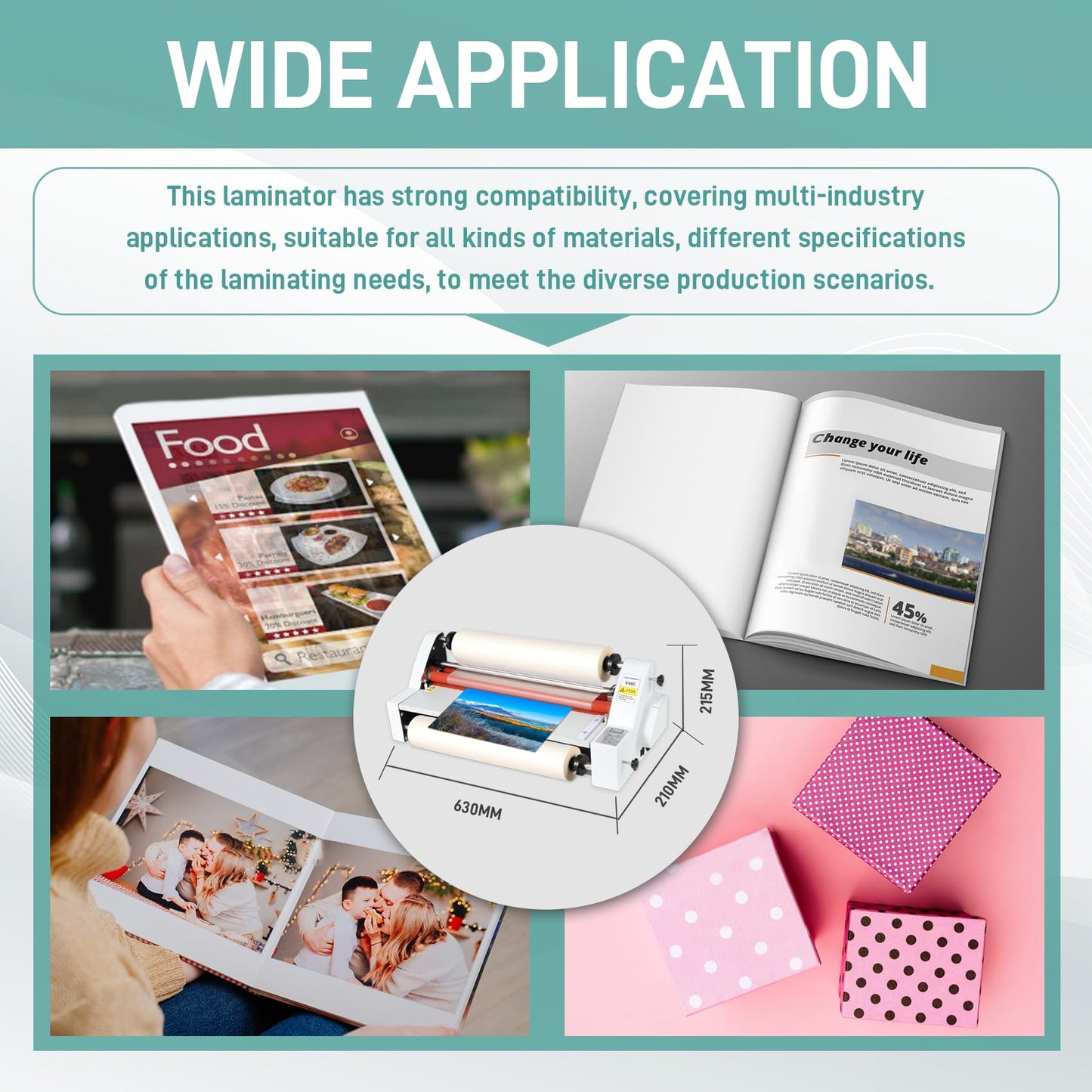 17.7inch Cold Hot Roll Laminator with 2 Rolls of Thermal Laminating Film (1 Inch Core, 0.8 mil,17.3in W×656ft L),V480 Laminating Machine, Single & Double-Sided Thermal Laminator,Digital Display, 110V