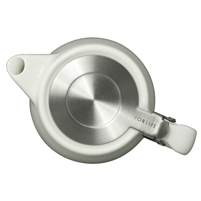 FORLIFE Stump Teapot with SLS Lid and Infuser, 18-Ounce, White