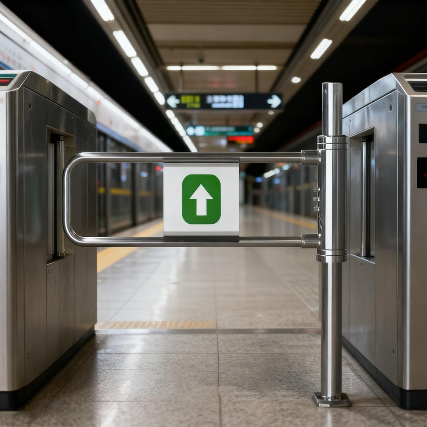 Manual 90° Pedestrian Gate, Automatic Closing Metal Double Door, One-Way Entry Security Turnstile for Supermarkets - Durable Silver 2.60m/23.6in Access Control Gate