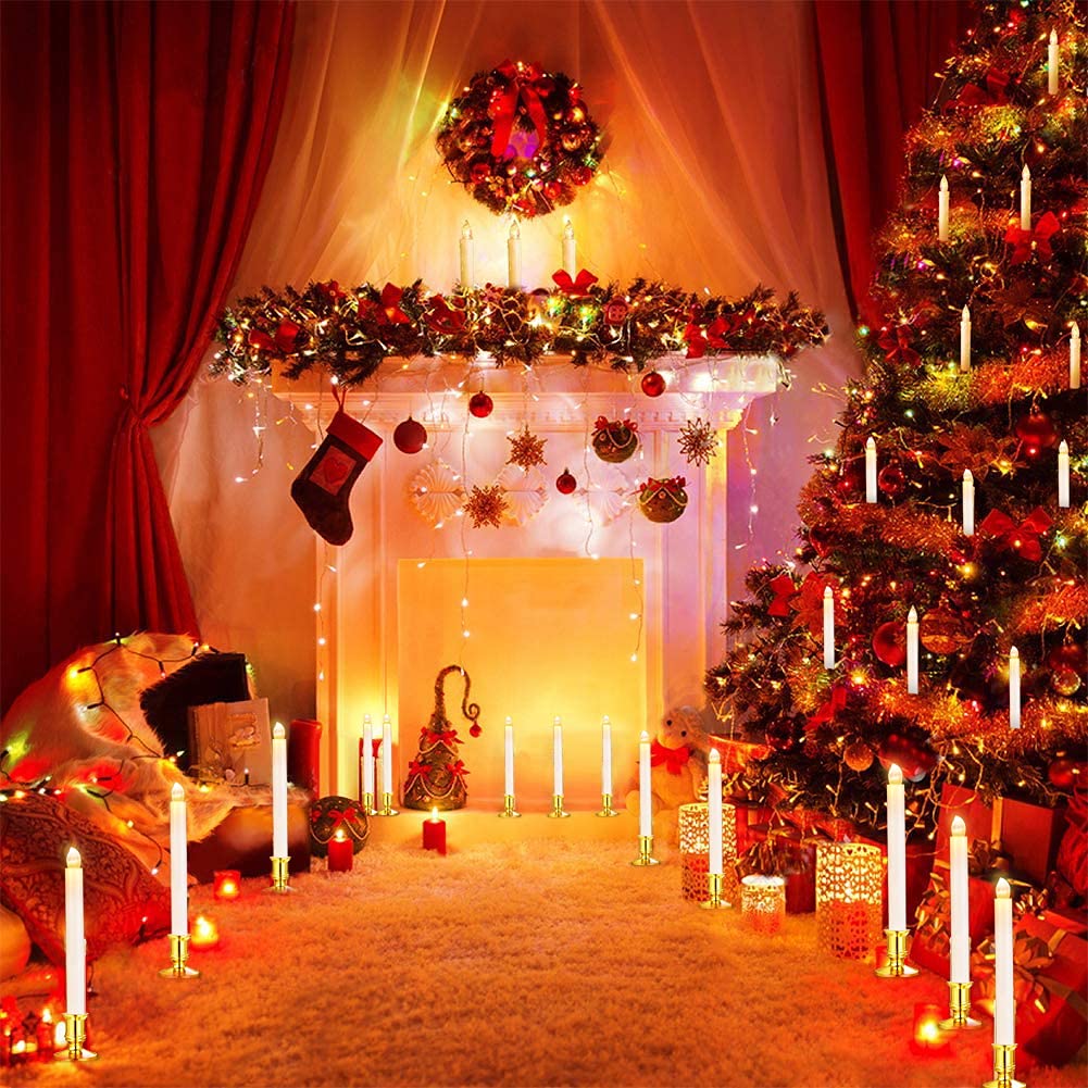 YAUNGEL Window Candles, 10 Pack LED Battery Operated Christmas Candles for Windows with Remote Timer Electric Flameless Candle Lights with Candle Holders Suction Cups for Christmas Decorations