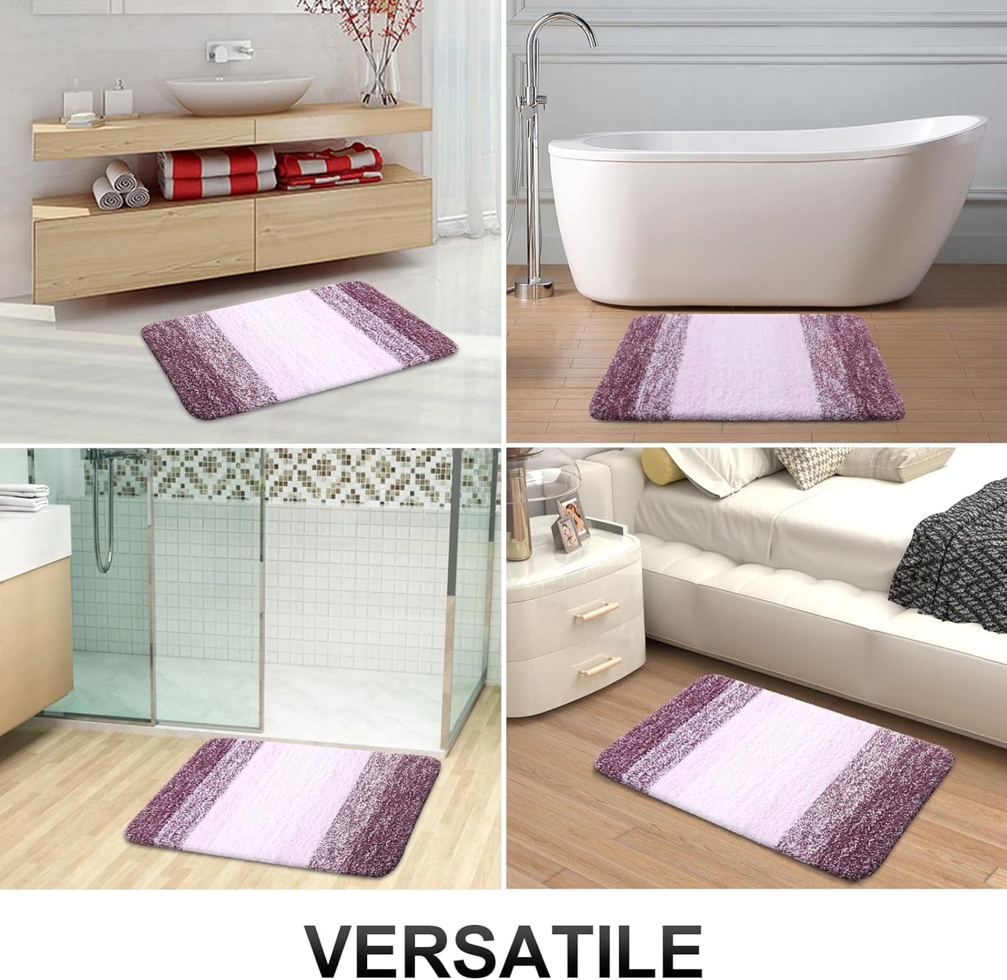 OLANLY Large Bathroom Rugs - Extra Soft Absorbent Microfiber Mat 40x24 | Quick Dry & Machine Washable, Mauve