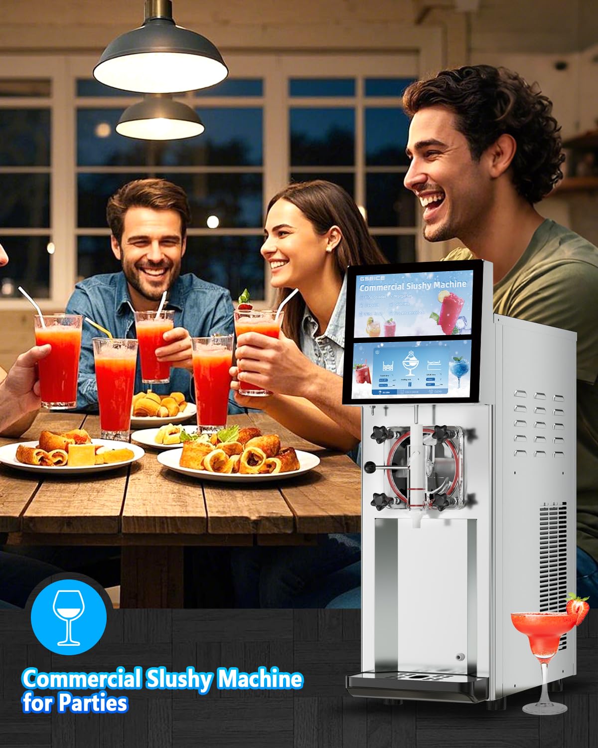 Slushie Machine Commercial 18 Minute First Batch 3.2 Gals Capacity Margarita Machine 4-6.6 Gallons Per Hour High Output 1550W Slushy Machine for Bars Restaurants Pool Party Food Truck Catering Events