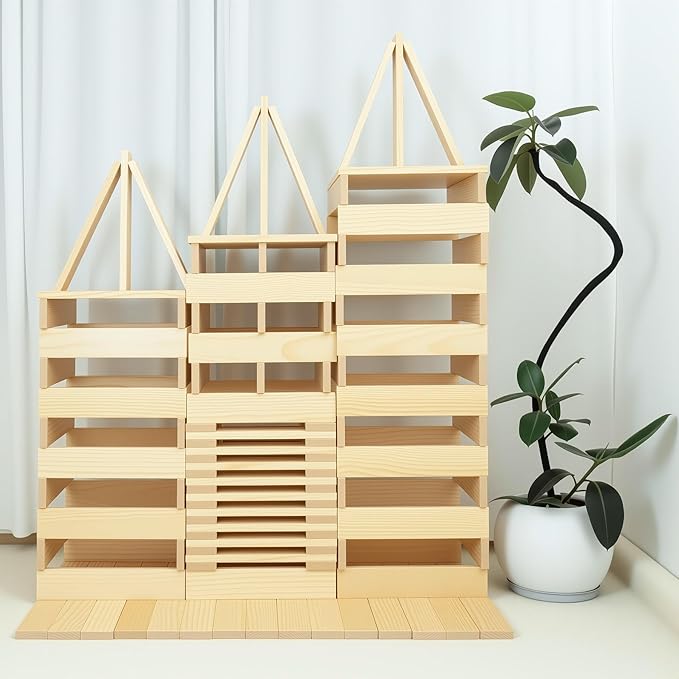 GIANT Wooden Building Blocks for Kids& Classrooms - 32Pcs Extra Large Pine Construction Planks 19.7 in Big Building Blocks Set for Outdoor & Indoor STEM Play Jumbo Preschool Educational Toy