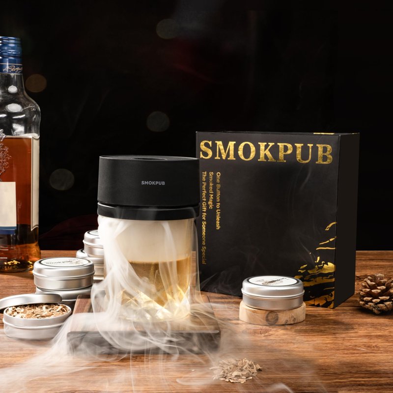 SMOKPUB Electric Whiskey Smoker Kit, Rechargeable Cocktail Smoker with 6 Wood Chips, Flameless Heating System, Old Fashioned Drink Smoker Kit, Bourbon Whiskey Gifts for Men,Dad,Husband