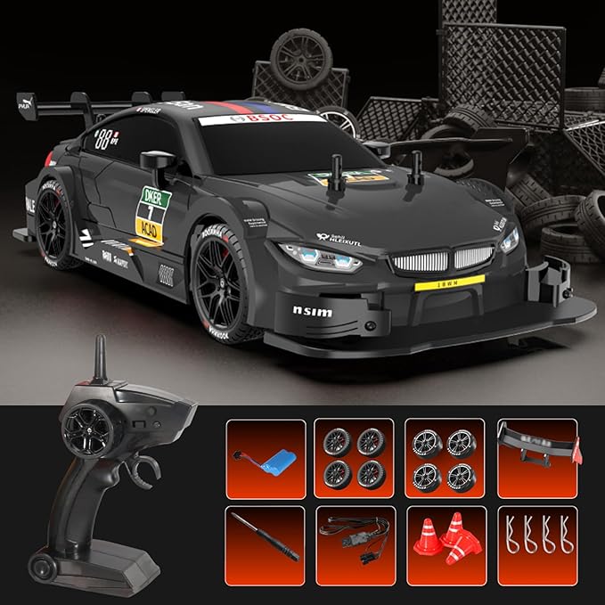 GoolRC RC Drift Car 1:16 Scale 4WD 40KM/H High Speed RC Racing Car 2.4GHz Electric Sport Drifting with Headlight Drifting & Racing Tires for Adults (Black)
