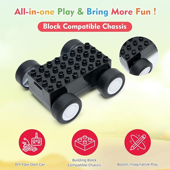 Plush Toy Remote Control Vehicle with 2 Detachable Dolls Kids Electric RC Toy for Boys Girls Ages 2+ Soft Plush & Durable Design Suitable for Blocks (Fastfood Truck)