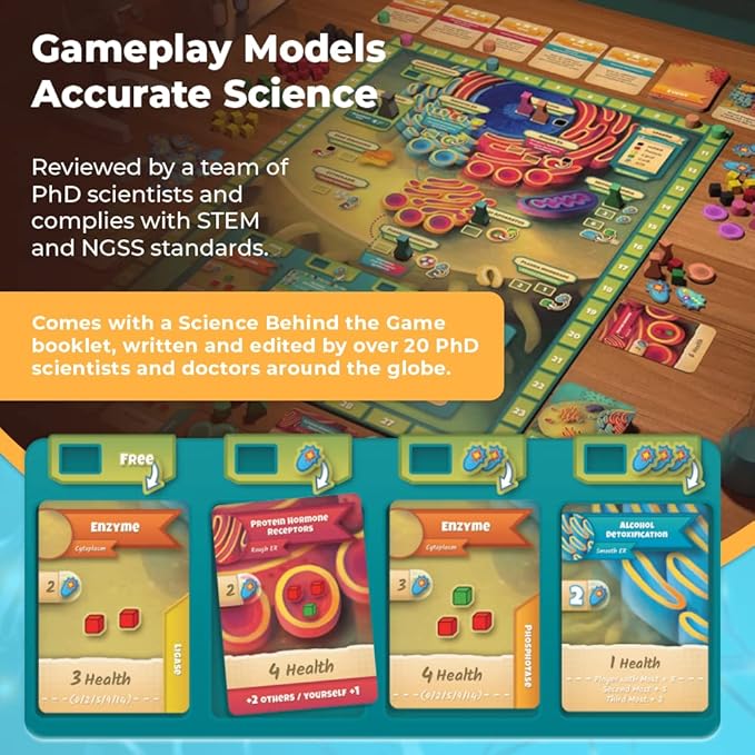 Cytosis: A Cell Biology Board Game | A Science Accurate Strategy Board Game About Building Proteins Carbohydrates Enzymes Organelles & Membranes | Fun Science Games for Adults & Family Gam