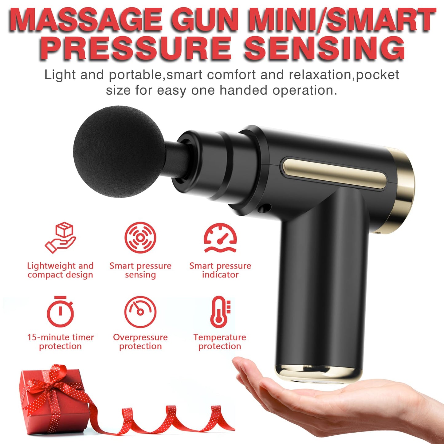 Massage Gun Deep Tissue, Back Massage for Athletes for Pain Relief, Percussion Massager Device with Silent Brushless Motor, Relax Gift for Mothers Day and Fathers Gifts(M891)