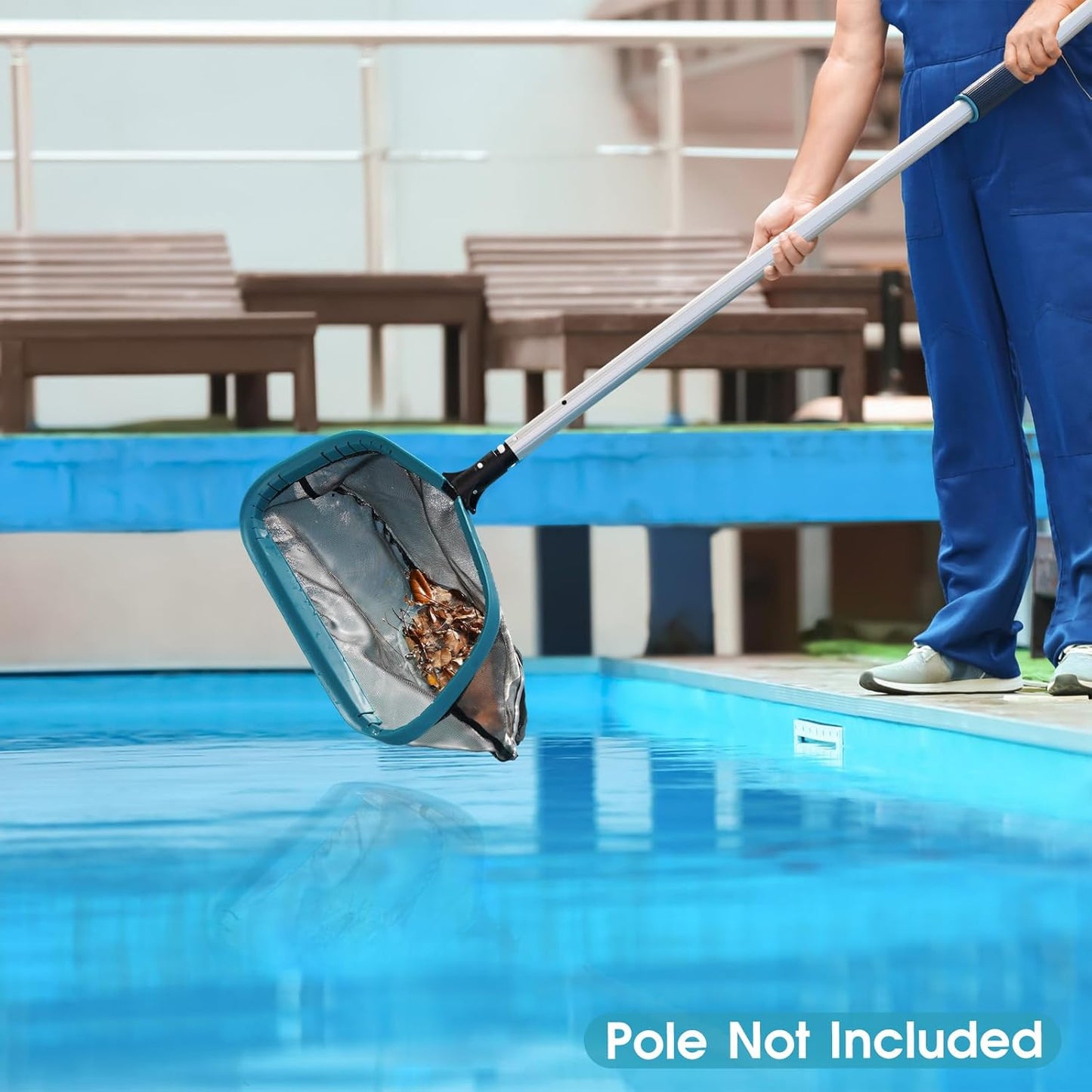 POOLWHALE Pool Skimmer Net - Aluminum Frame with Ultra Fine Nylon Mesh for Effective Leaf & Debris Removal