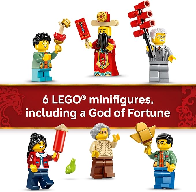 LEGO Spring Festival Fortune Firecracker Kids Building Toy - Chinese New Year Toy for Boys & Girls Ages 9+ - Play & Display Wall Art with Realistic Sound Effects - Gift Idea for Birthdays - 8