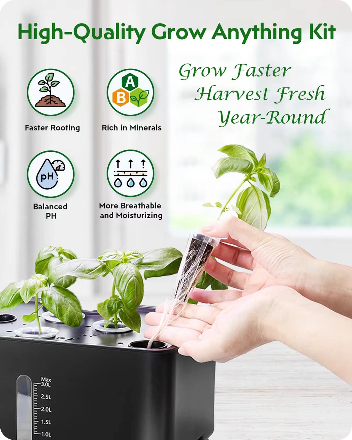 GARDENCUBE 166pcs Hydroponic Pods Kit: Compatible with Aerogarden Grow Anything Herb Kits - Includes Grow Sponges Grow Baskets Grow Domes Labels A&B Plant Food - Hydroponics Supplies for Most Brand