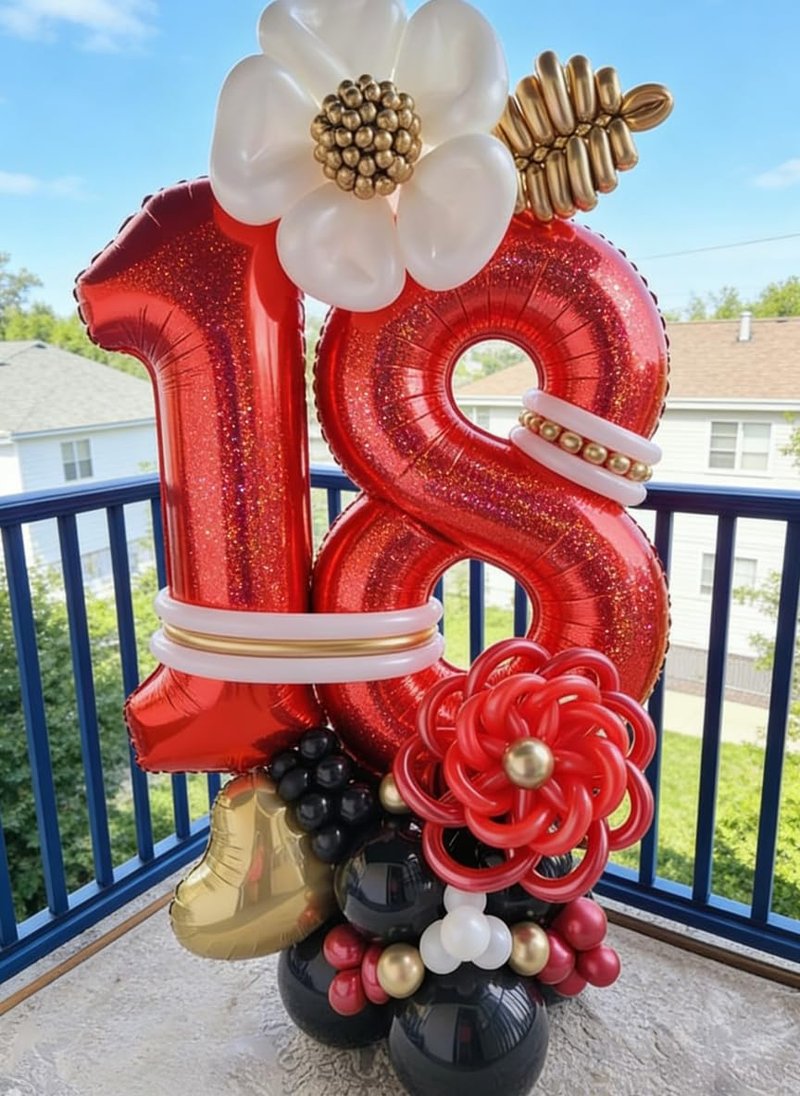 Laser Red 8 Balloon, Number Balloons 40 Inch, 8th Birthday Decorations for Girls, Birthday Balloons, Laser Red Party Supplies, Number 8 Balloon