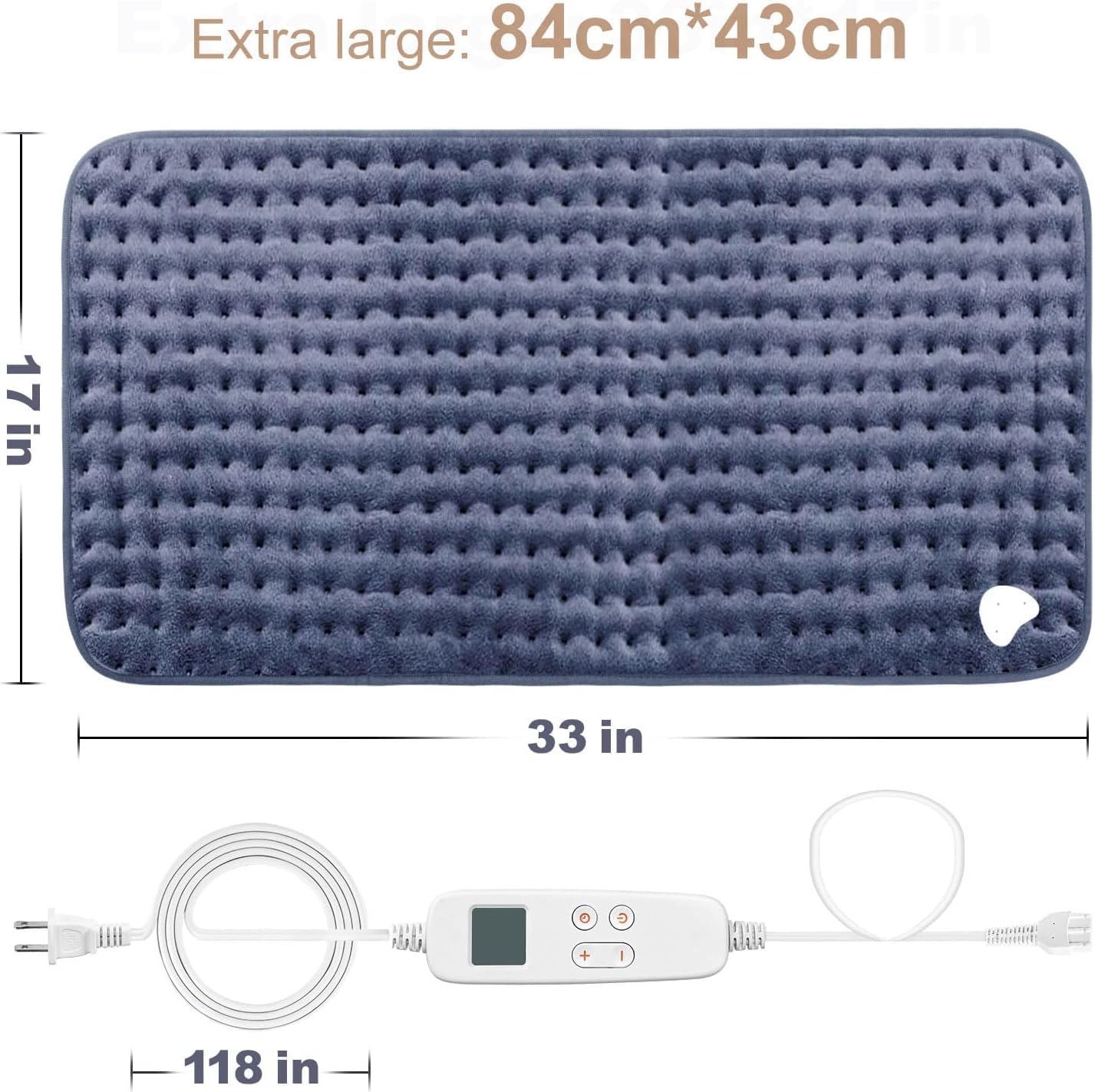 VAAGHANM Heating Pad: 33 x 17 inches Electric Heating Pad for Back Pain Relief -Extra Large Heat Pad for Shoulder/Neck/Cramp/Menstrual Pain - Upgraded 6 Timer & 6 Temperature Controller
