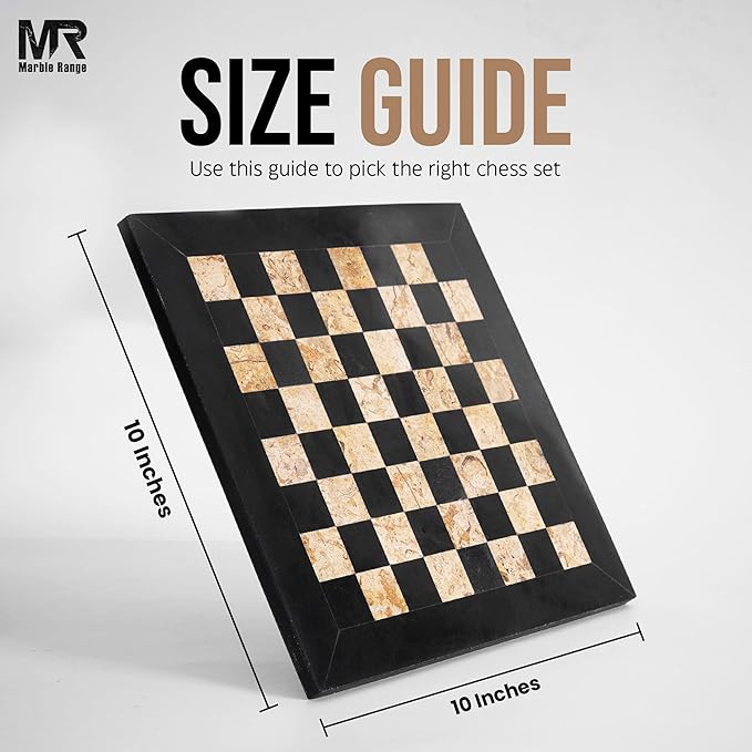 Marble Chess Set for Adults 10 Handmade Black & Coral Board Game with 32 Chess Pieces 2 Extra Queens & Storage Box Luxury Travel Game Elegant for Home Decor