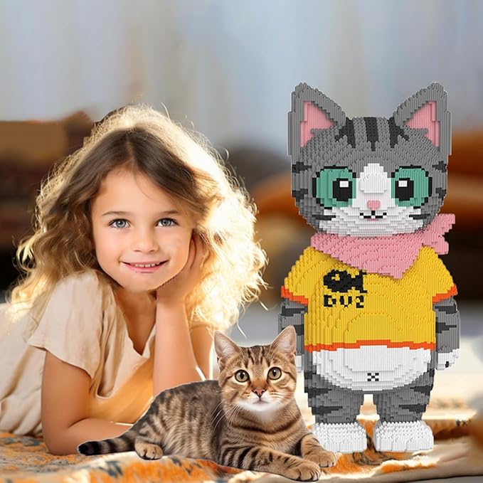Cute Tuxedo Cat Animal Micro Building Blocks Set (16879Pieces) Big Cat Building Blocks Kit.Cat Lover Gifts for Adults and KidsBoys & Girls Age 8+