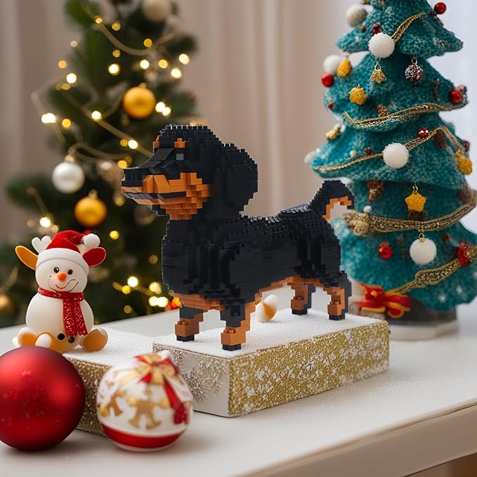 Larcele Micro Building Blocks Animal Set DIY Mini 3D Building Toy Bricks836 Pieces KLJM-05(Dachshund)