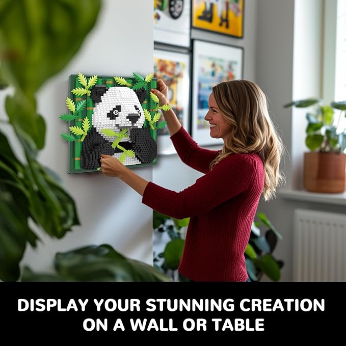 Panda Animal 3D Wall Art Micro Mini Building Blocks Set Unique Home Wall Decor or Table Display No Compatible with Lego Ideal Gift Toy for Adults & Boys Girls 14+ (1142 PCS)