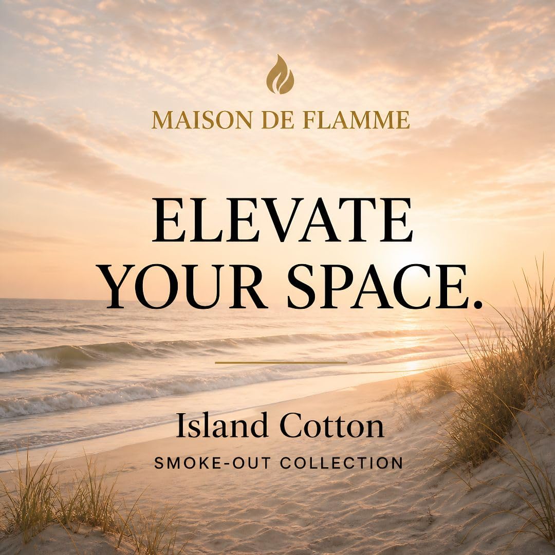 Fresh Linen Scented Candle, Soy Wax Candle for Bathroom, Powder Room & Bedroom, Up to 30 Hour Burn Time, Giftable, Sea Breeze Jasmine and Soft Musk Fragrance, Island Cotton, 5.3 oz ā Maison De Flamme