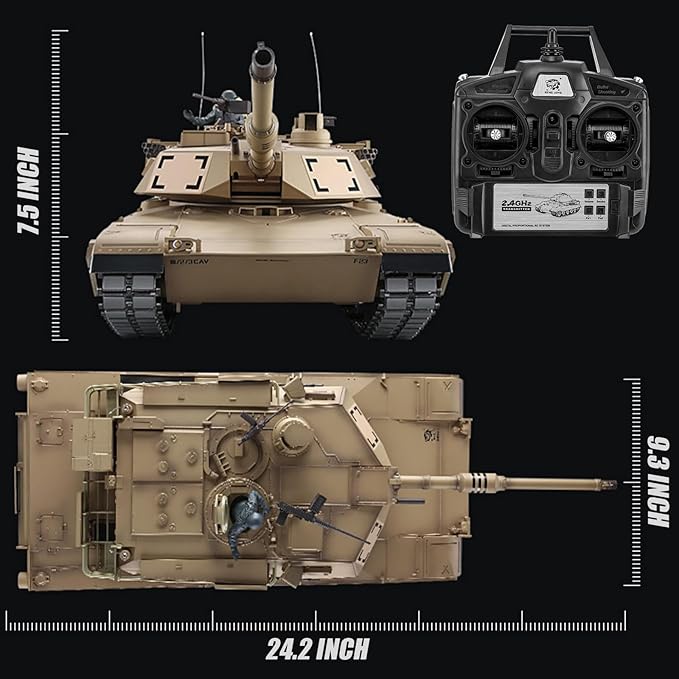 RC Tanks US M1A2 Abrams Army Tank HengLong 1:16 2.4ghz Remote Control Tank Vehicles with Sound & Light for Ages 14+