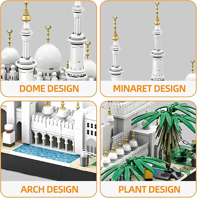 Sheikh Zayed Mosque Building Blocks Set Architectural Landmark Model Kit for Adults & Kids Collectible Display &Education Toy Gift