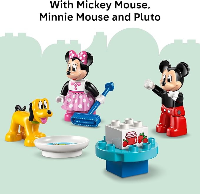 LEGO DUPLO Disney Mickey Mouse Clubhouse with Minnie & Pluto Building Toy - Fine Motor Skill Toy for Toddlers Ages 2+ - Mickey Mouse Toy for Boys & Girls - Birthday Gift for Kids - 10465