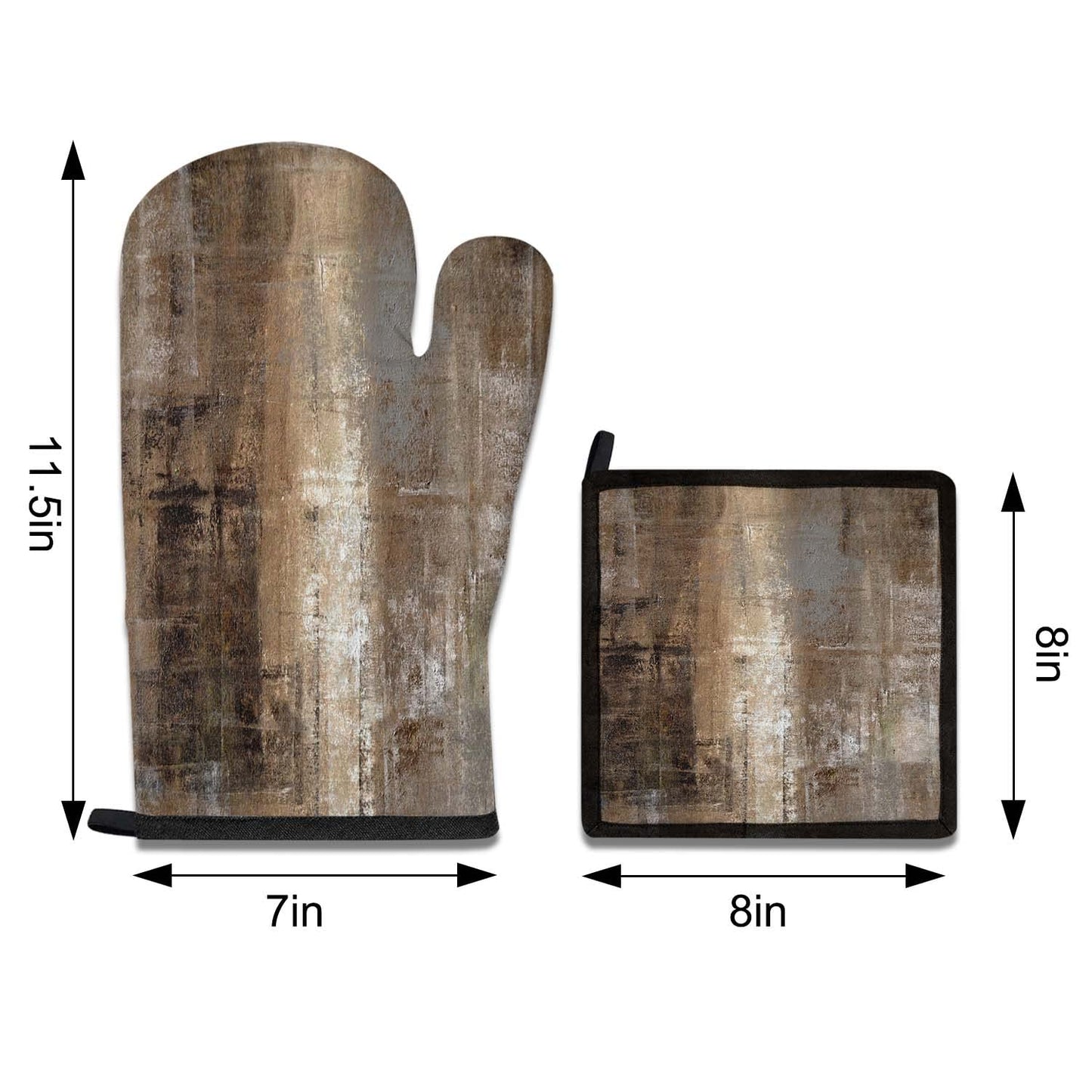 MCALK 5 Pcs Brown Oven Mitts and Pot Holders Sets, Dark Brown Oven Gloves and Hot Pads for Kitchen Cooking, Abstract Modern Art Oven Mitt Potholder is Both Functional and Decorative