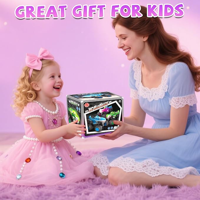 Remote Control Car 2.4Ghz Unicorn Rc Monster Truck for Girls Rchargeable Rc Truck with Lights & Music 360° Rotating Stunts RC Cars Toys Birthday Easter Gifts for Kids 3-5 6 7 8-12