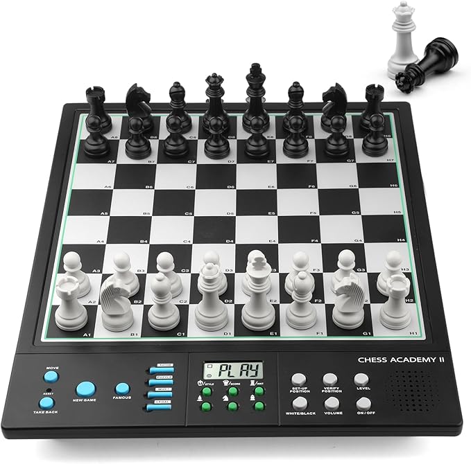 Advanced Electronic Chess Board Smart Computer Chess Set AI Voice Coach Learning for Kids ELO 2200+ for Improving Players Magnetic Large Pieces & Board Perfect for Adults LCD Display(Black)