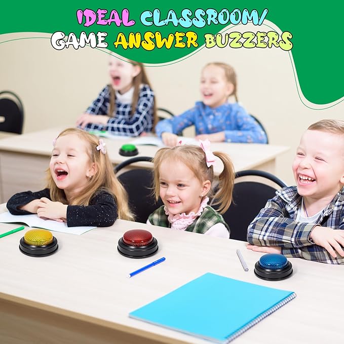 8-Pack Game Buzzers for Trivia Games – Classroom Quiz Buzzers with Lights & Sounds for Learning Parties & Family Fun