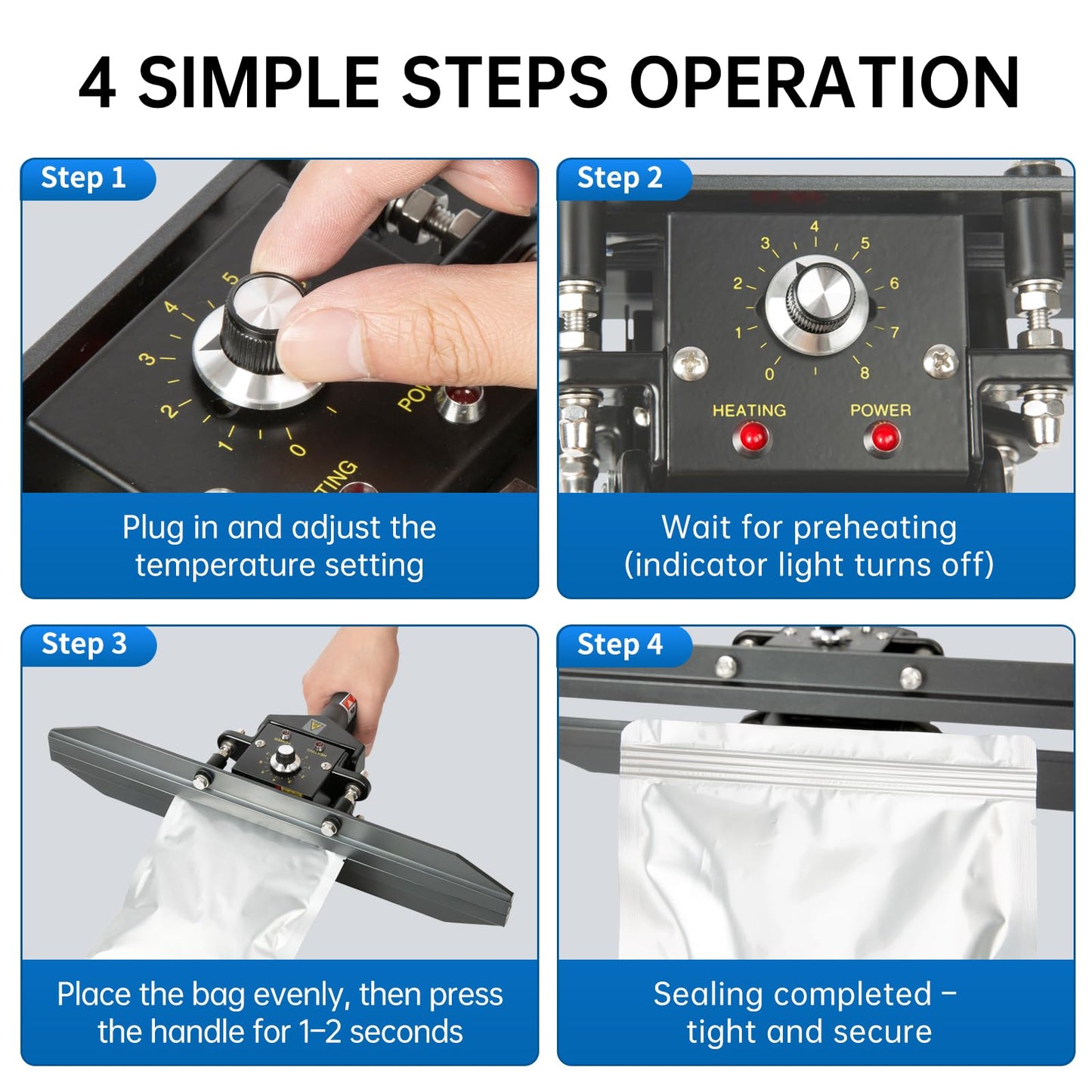 R-PACK Portable Hand Held Heat Sealer Machine-R-PACK FKR-400DF, 16 Inches, For Foil Bag, Kraft Bag, Mylar Bags(Black)