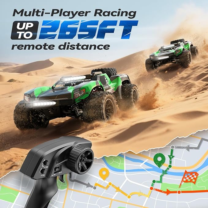JM Racing 1:12 Fast RC Cars 40KPH 4WD Remote Control Desert Truck All Terrain Off-Road Monster Truck W/Rechargeable Battery Waterproof RTR Racing Car W/LED Lights & Spare Tire for Adults Boy &am