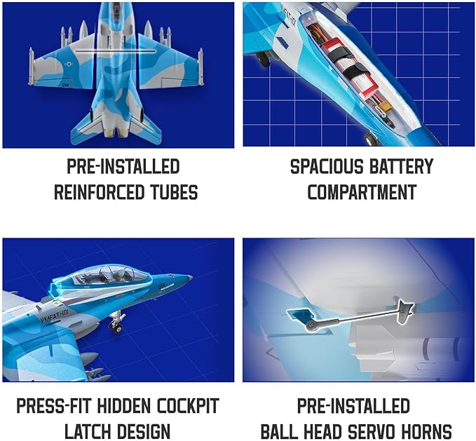 Fms Rc Jets 64mm F-18(SIM) Hornet EDF Fighter Jet Rc Airplanes for Adults Remote Control Planes PNP(NO Transmitter Batteries and Charger)